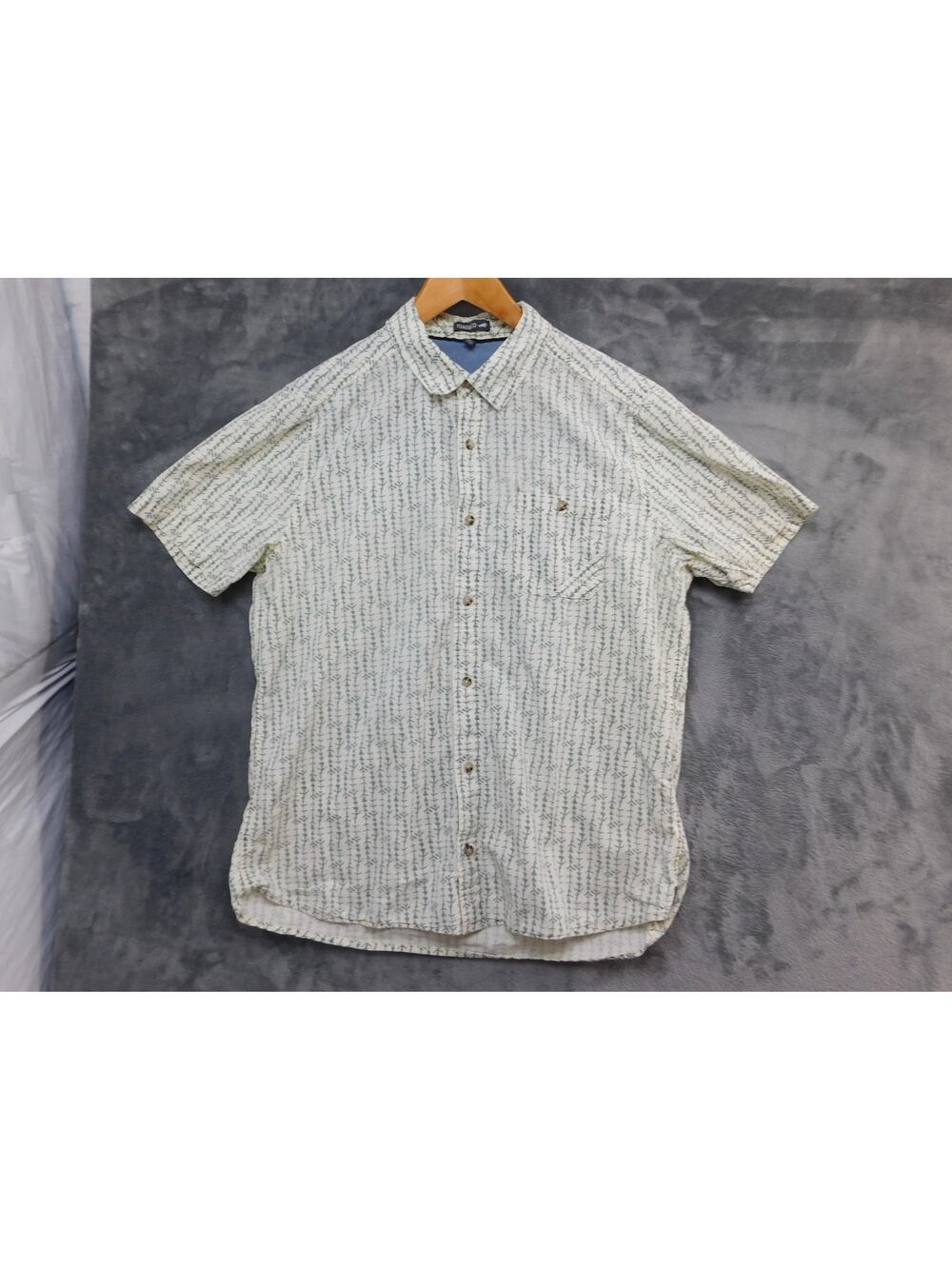 Toad&Co Shirt Mens Large White Floral Short Sleeve Button Front Pocket Casual
